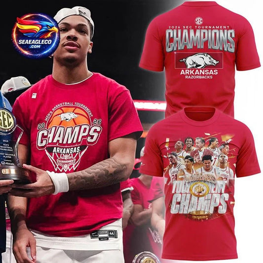Arkansas Razorbacks 2026 SEC Men’s Basketball Tournament Champions Two Sided Shirt