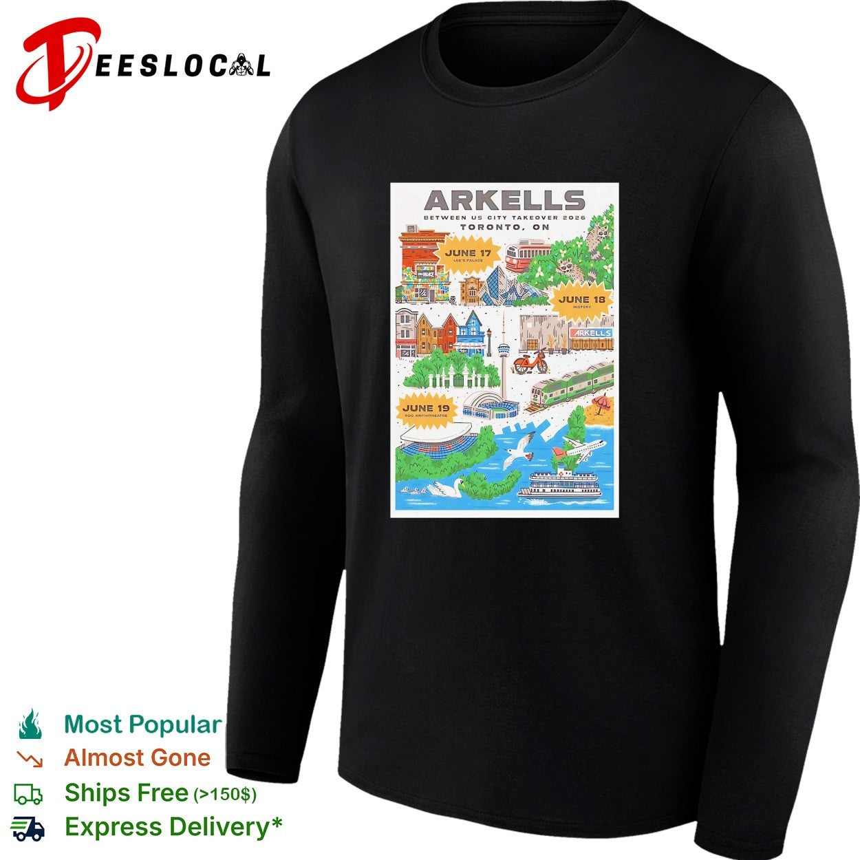 Arkells Between Us City Takeover 2026 Toronto ON June 17 18 19 Lee Palace History shirt