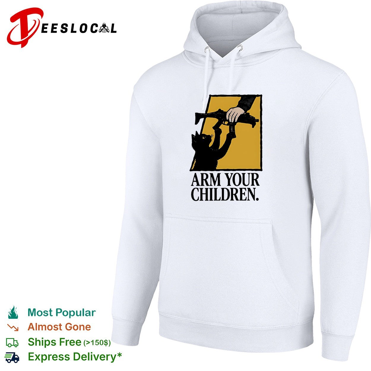 Arm Your Children Black cat claim gun humor shirt