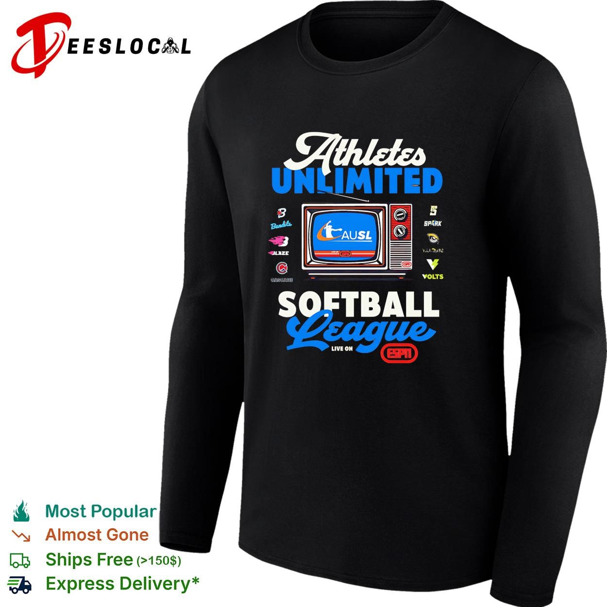 Athletes Unlimited Softball League Bandits Blaze Cascade Spark Talons Volts shirt