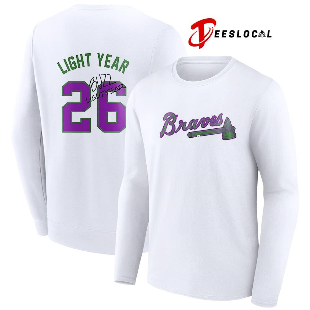 Atlanta Braves x Toy Story 5 Ligh Year name and number signature shirt