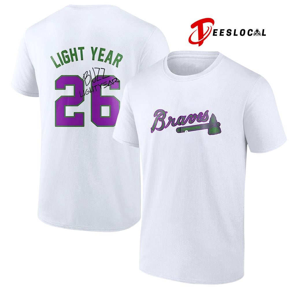 Atlanta Braves x Toy Story 5 Ligh Year name and number signature shirt