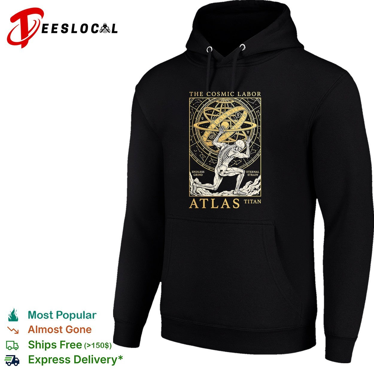 Atlas titan cosmic labor armillary sphere skeleton astronomy shirt