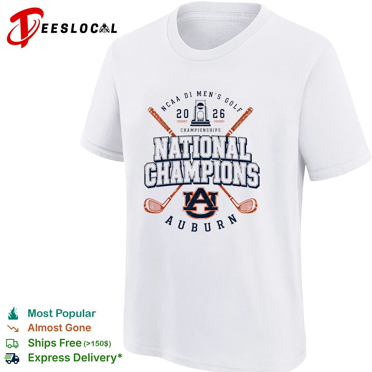 Auburn Tigers 2026 NCAA DI Men’s Golf National Champions shirt