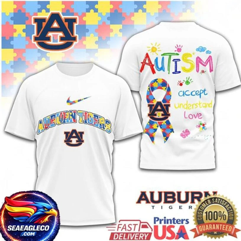 Auburn Tigers Autism Awareness Accept Understand Love Two Sided Shirt