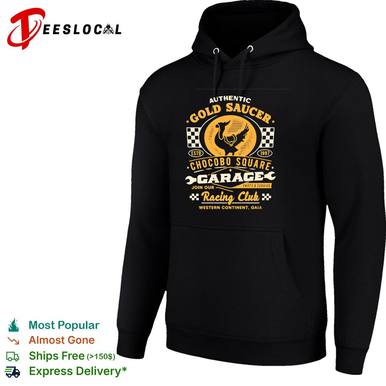Authentic Gold Saucer Garage Chocobo Square Join our Racing Club Western Continent Gaia estd 1997 shirt