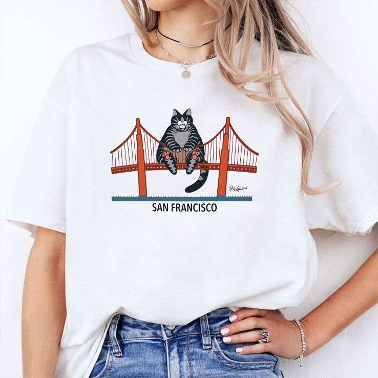 B Kliban Cat San Francisco Golden Gate T Shirt