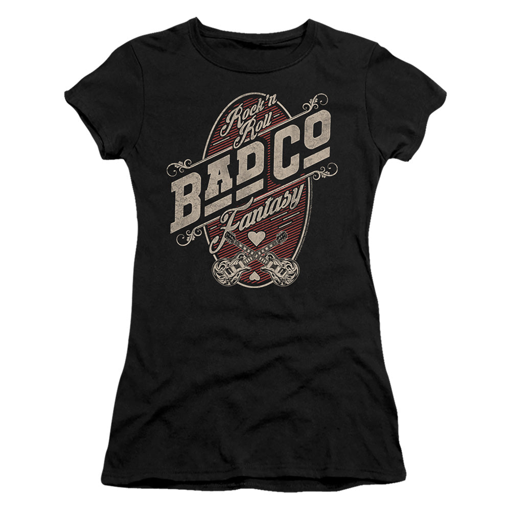 Bad Company Fantasy Junior Sheer Cap Sleeve Womens T Shirt Black - clothing by TeeHivey.com