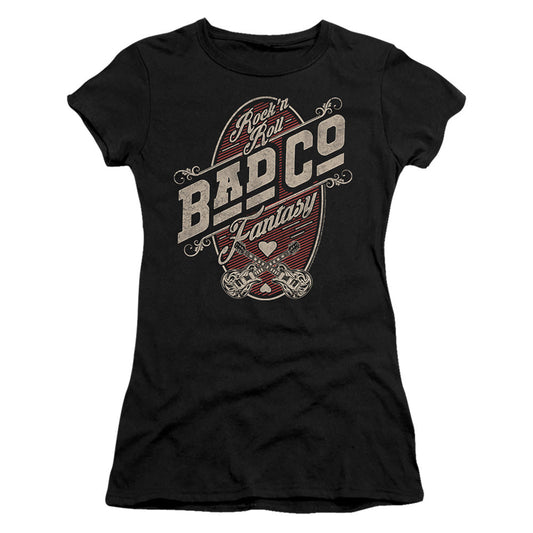 Bad Company Fantasy Junior Sheer Cap Sleeve Womens T Shirt Black - clothing by TeeHivey.com