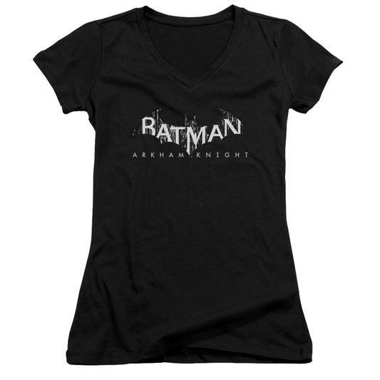 Batman Arkham Knight Ak Splinter Logo Junior Sheer Cap Sleeve V Neck Womens T Shirt Black
