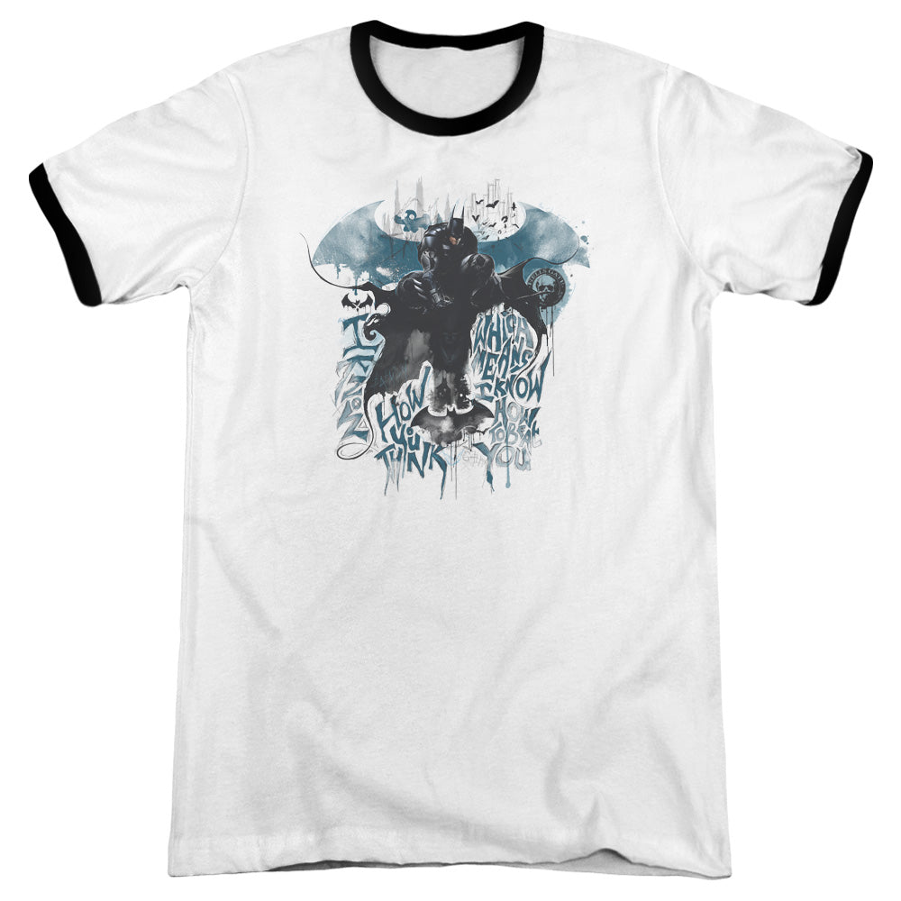 Batman Arkham Knight I Know Heather Ringer Mens T Shirt White Black