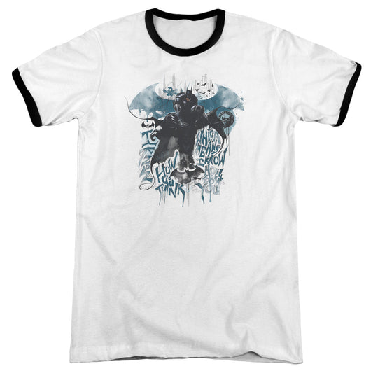 Batman Arkham Knight I Know Heather Ringer Mens T Shirt White Black