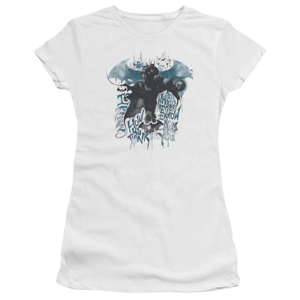 Batman Arkham Knight I Know Junior Sheer Cap Sleeve Womens T Shirt White