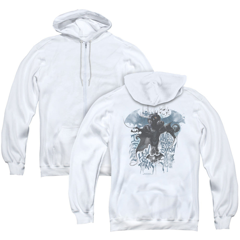 Batman Arkham Knight I Know Back Print Zipper Mens Hoodie White