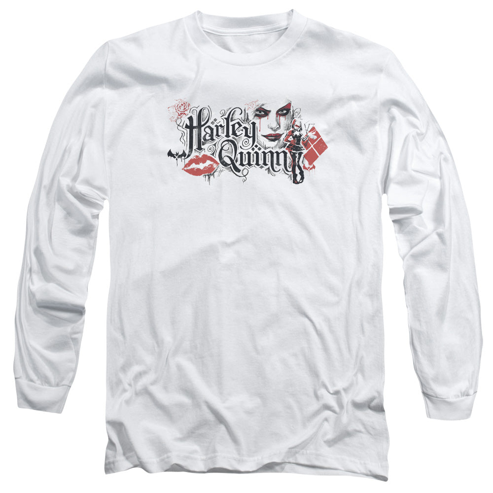 Batman Arkham Knight Lips Mens Long Sleeve Shirt White