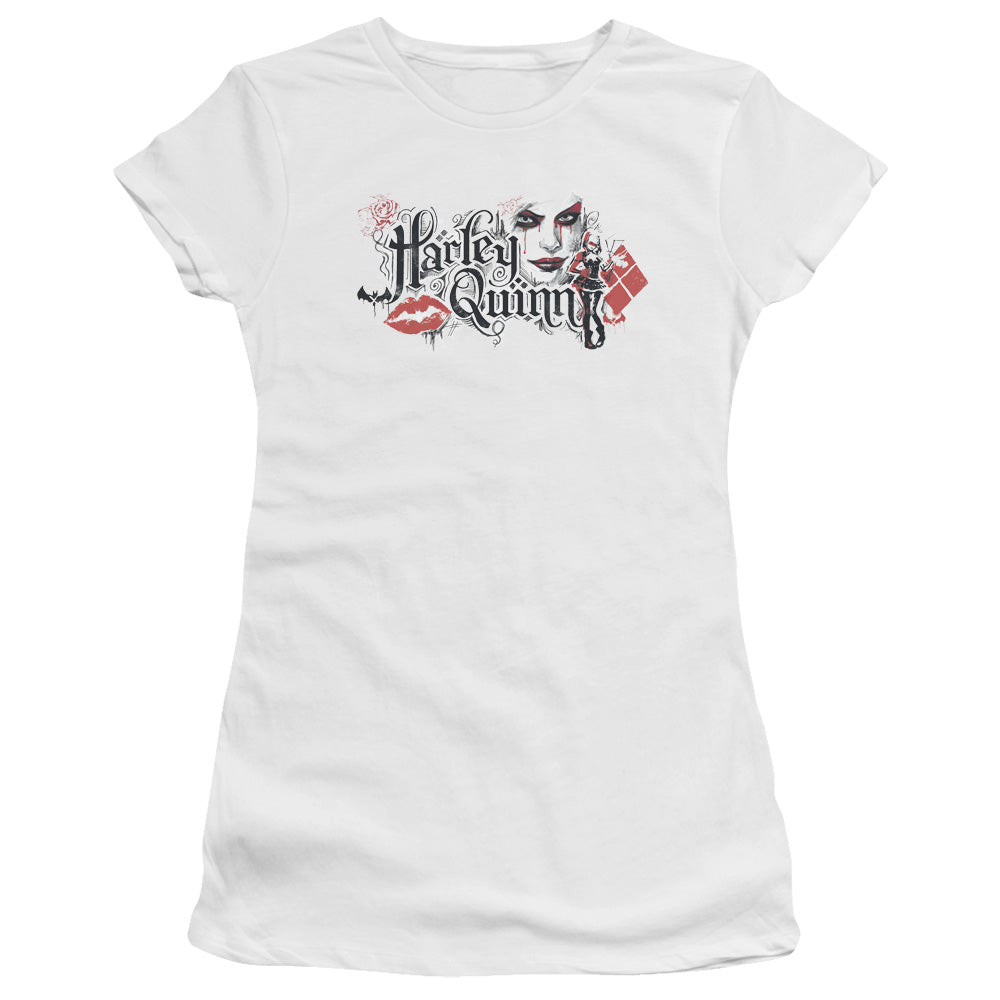 Batman Arkham Knight Lips Junior Sheer Cap Sleeve Womens T Shirt White