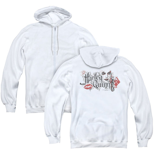 Batman Arkham Knight Lips Back Print Zipper Mens Hoodie White