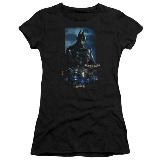 Batman Arkham Knight Batmobile Junior Sheer Cap Sleeve Womens T Shirt Black