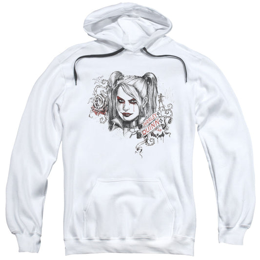 Batman Arkham Knight Sketchy Girl Mens Hoodie White