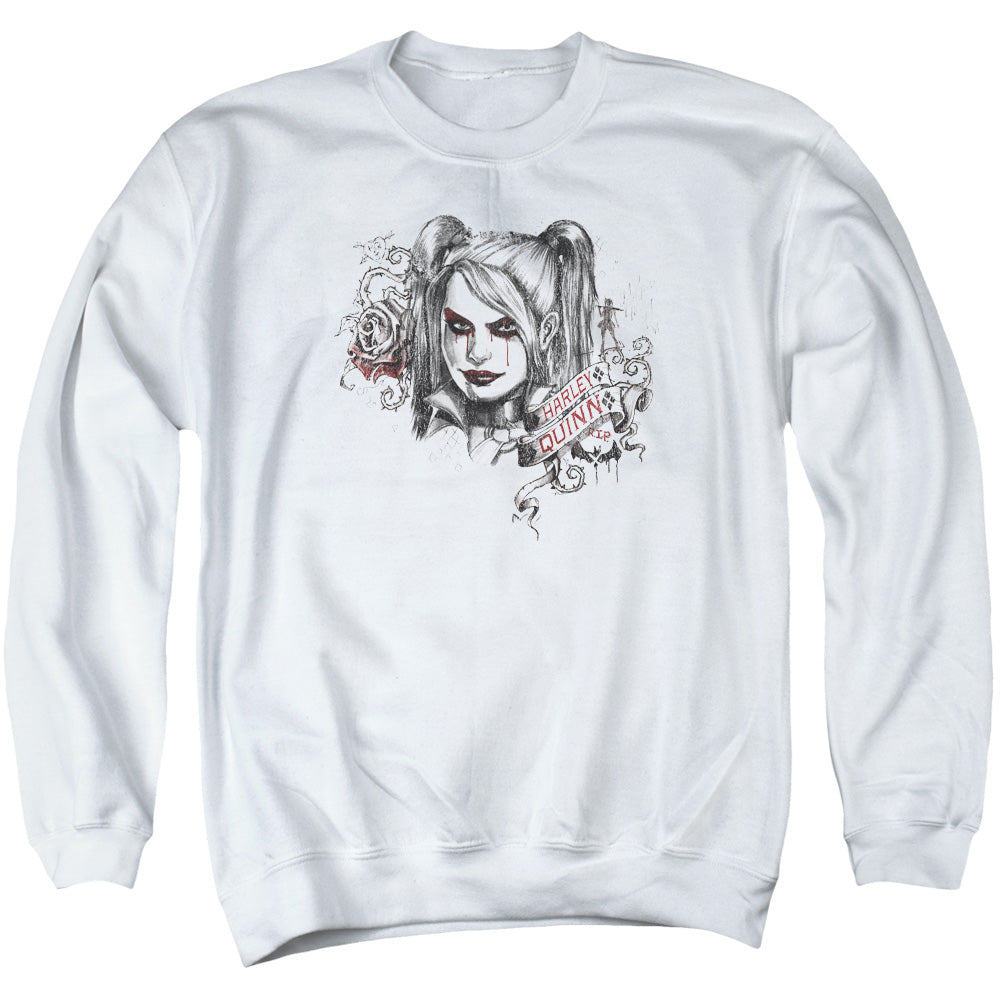 Batman Arkham Knight Sketchy Girl Mens Crewneck Sweatshirt White