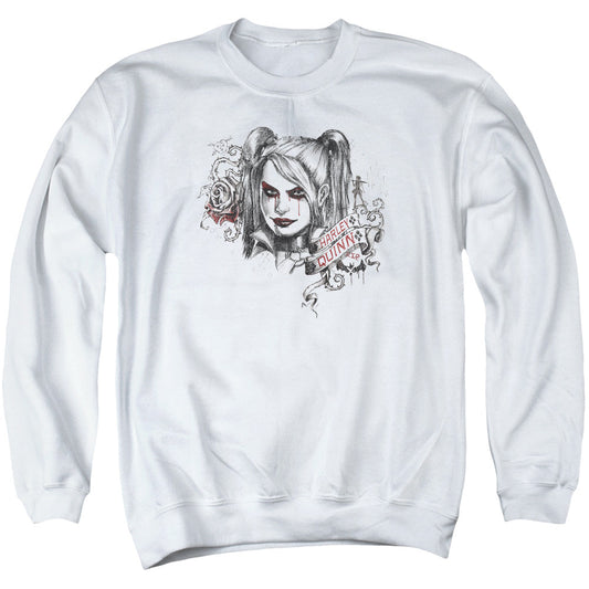 Batman Arkham Knight Sketchy Girl Mens Crewneck Sweatshirt White