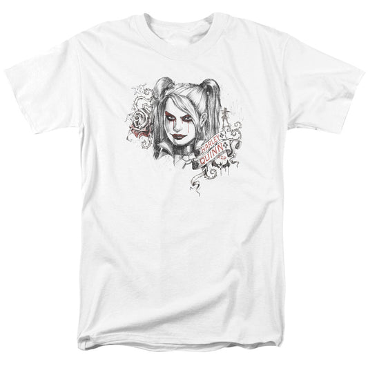 Batman Arkham Knight Sketchy Girl Mens T Shirt White