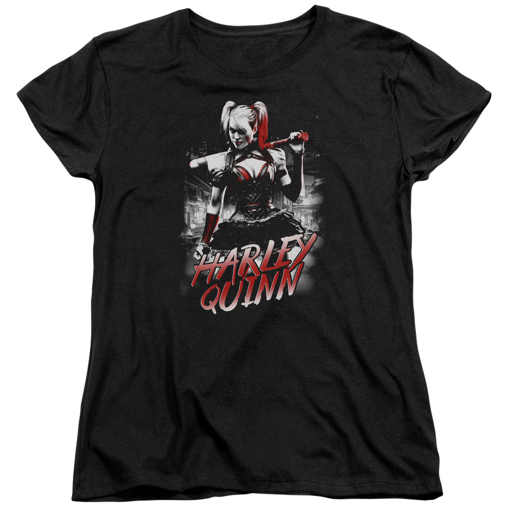 Batman Arkham Knight Quinn City Womens T Shirt Black