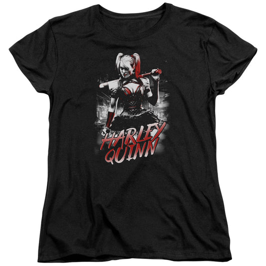 Batman Arkham Knight Quinn City Womens T Shirt Black
