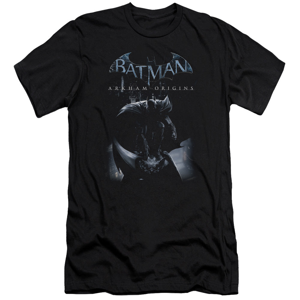 Batman Arkham Origins Perched Cat Premium Bella Canvas Slim Fit Mens T Shirt Black