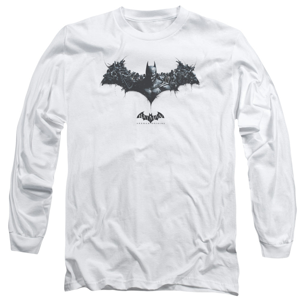 Batman Arkham Origins Bat Of Enemies Mens Long Sleeve Shirt White