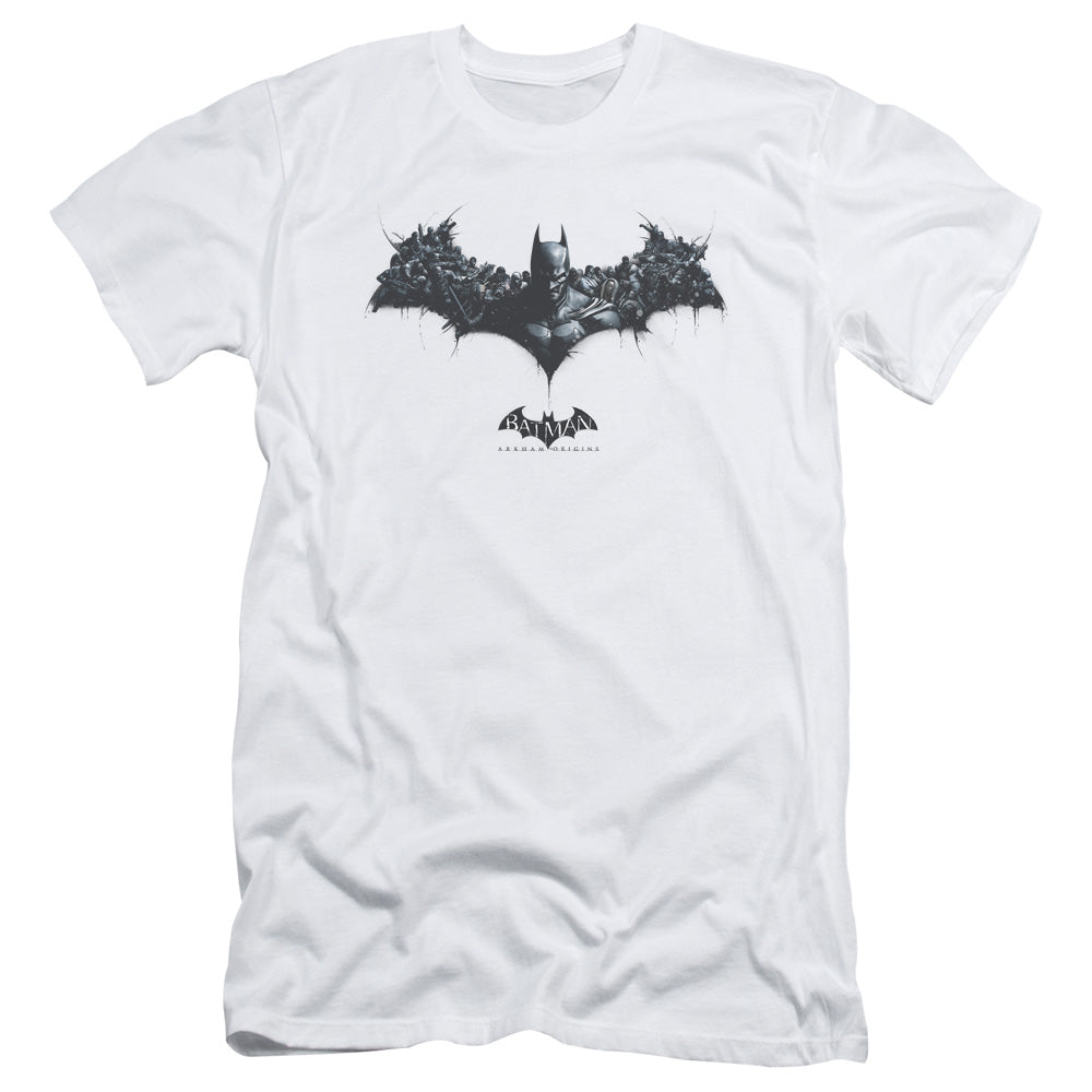 Batman Arkham Origins Bat Of Enemies Slim Fit Mens T Shirt White