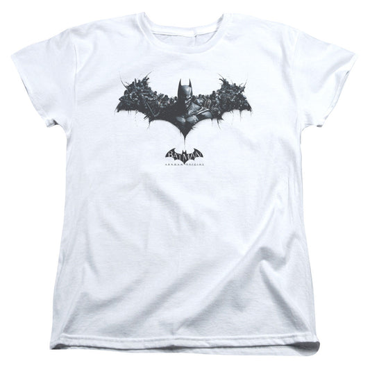 Batman Arkham Origins Bat Of Enemies Womens T Shirt White