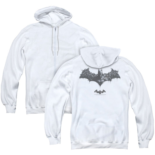 Batman Arkham Origins Bat Of Enemies Back Print Zipper Mens Hoodie White