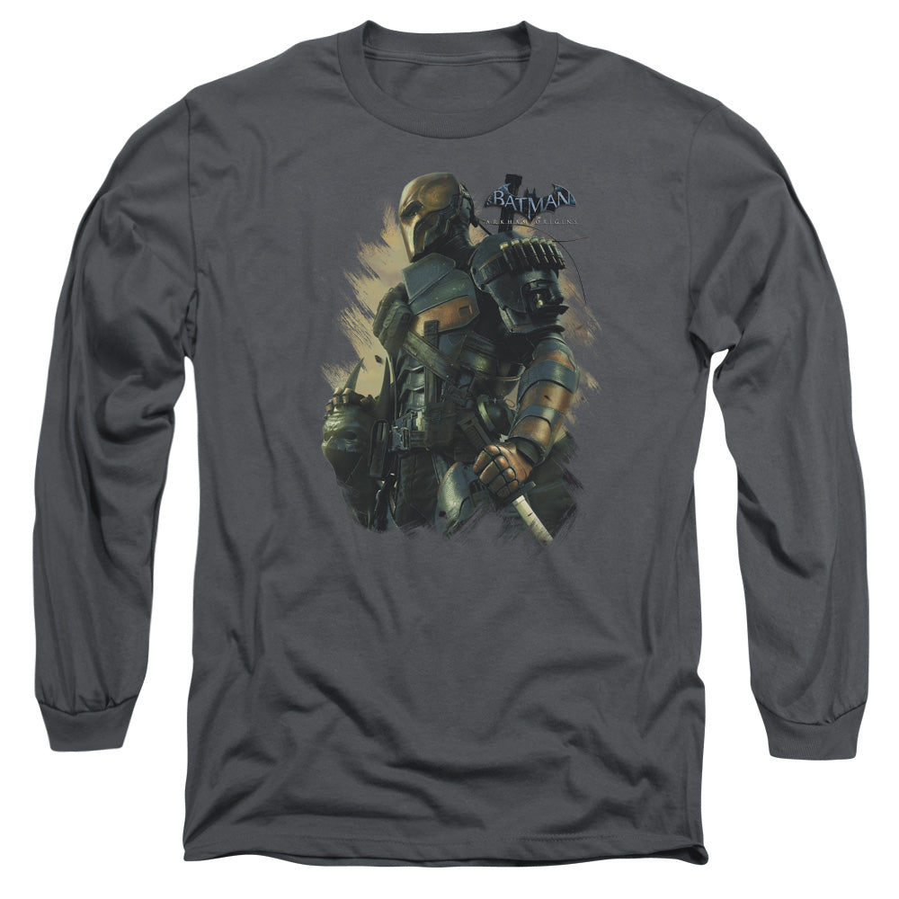Batman Arkham Origins Deathstroke Mens Long Sleeve Shirt Charcoal