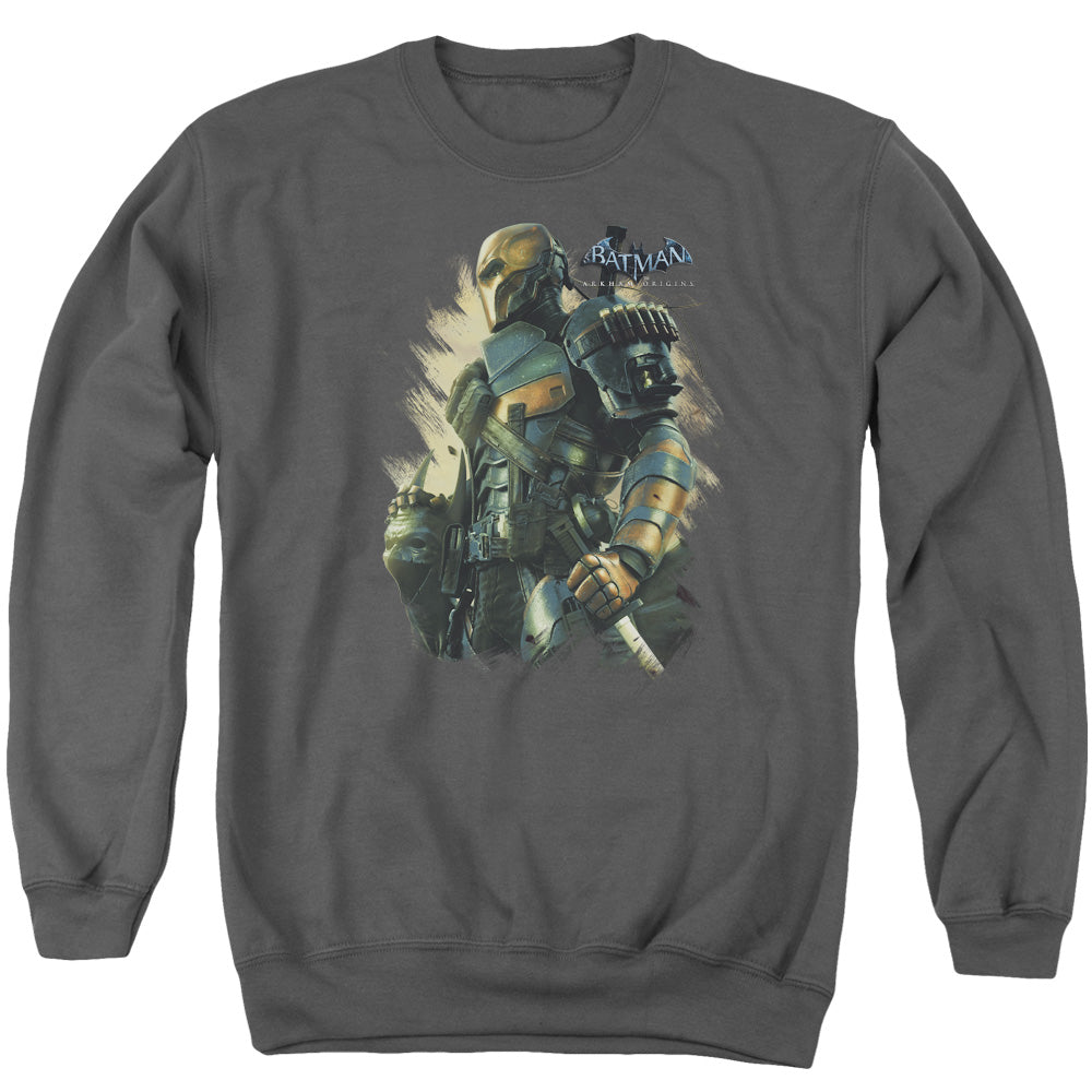 Batman Arkham Origins Deathstroke Mens Crewneck Sweatshirt Charcoal