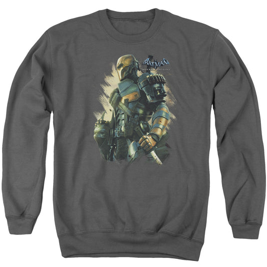 Batman Arkham Origins Deathstroke Mens Crewneck Sweatshirt Charcoal