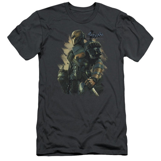 Batman Arkham Origins Deathstroke Slim Fit Mens T Shirt Charcoal