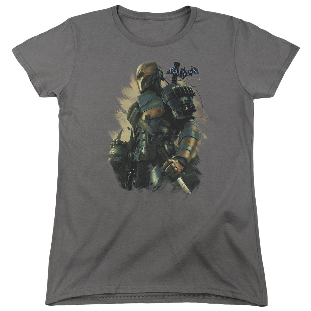 Batman Arkham Origins Deathstroke Womens T Shirt Charcoal