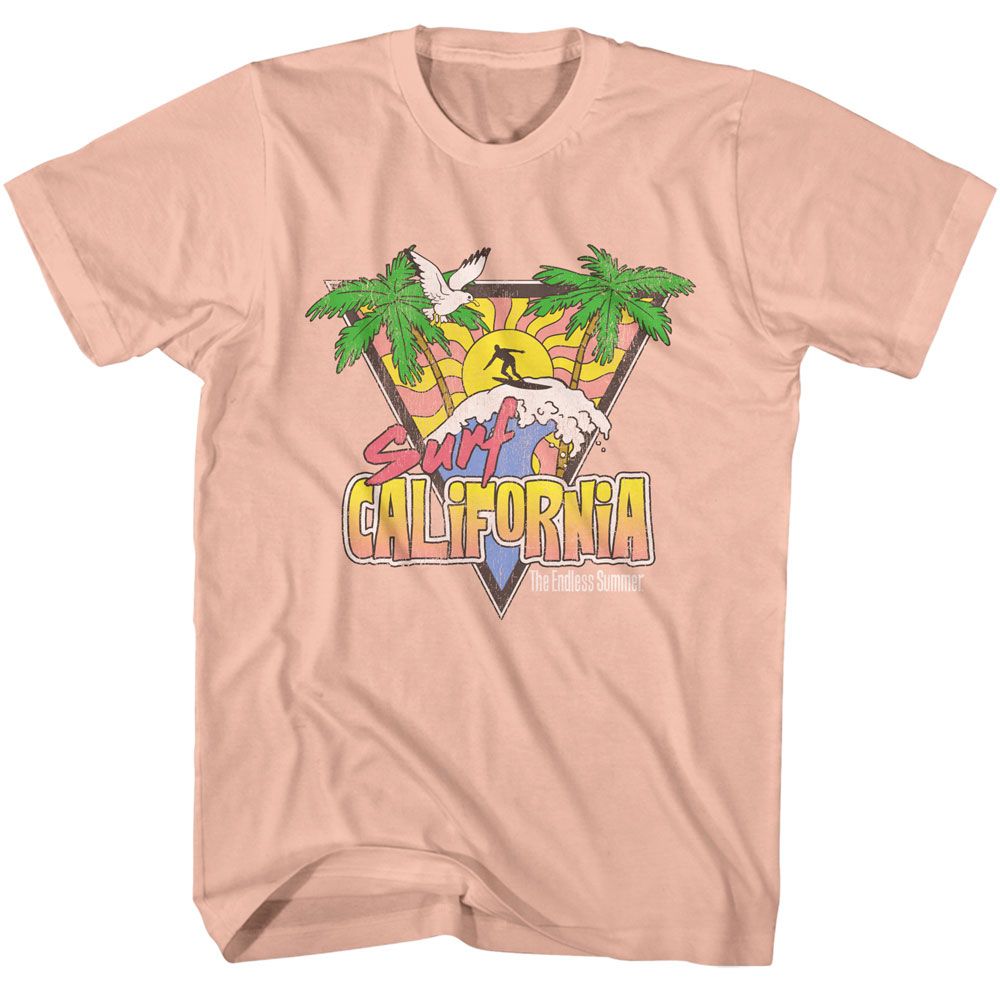 Bruce Brown Films - Surf California - American Classics - Solid Orange Adult Short Sleeve T-Shirt (Image 1)