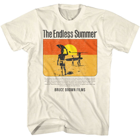 Bruce Brown Films - Summer Summary - American Classics - Solid Off-White Adult Short Sleeve T-Shirt (Image 1)