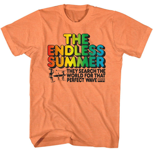 Bruce Brown Films - Endless Gradient - American Classics - Heather Orange Adult Short Sleeve T-Shirt