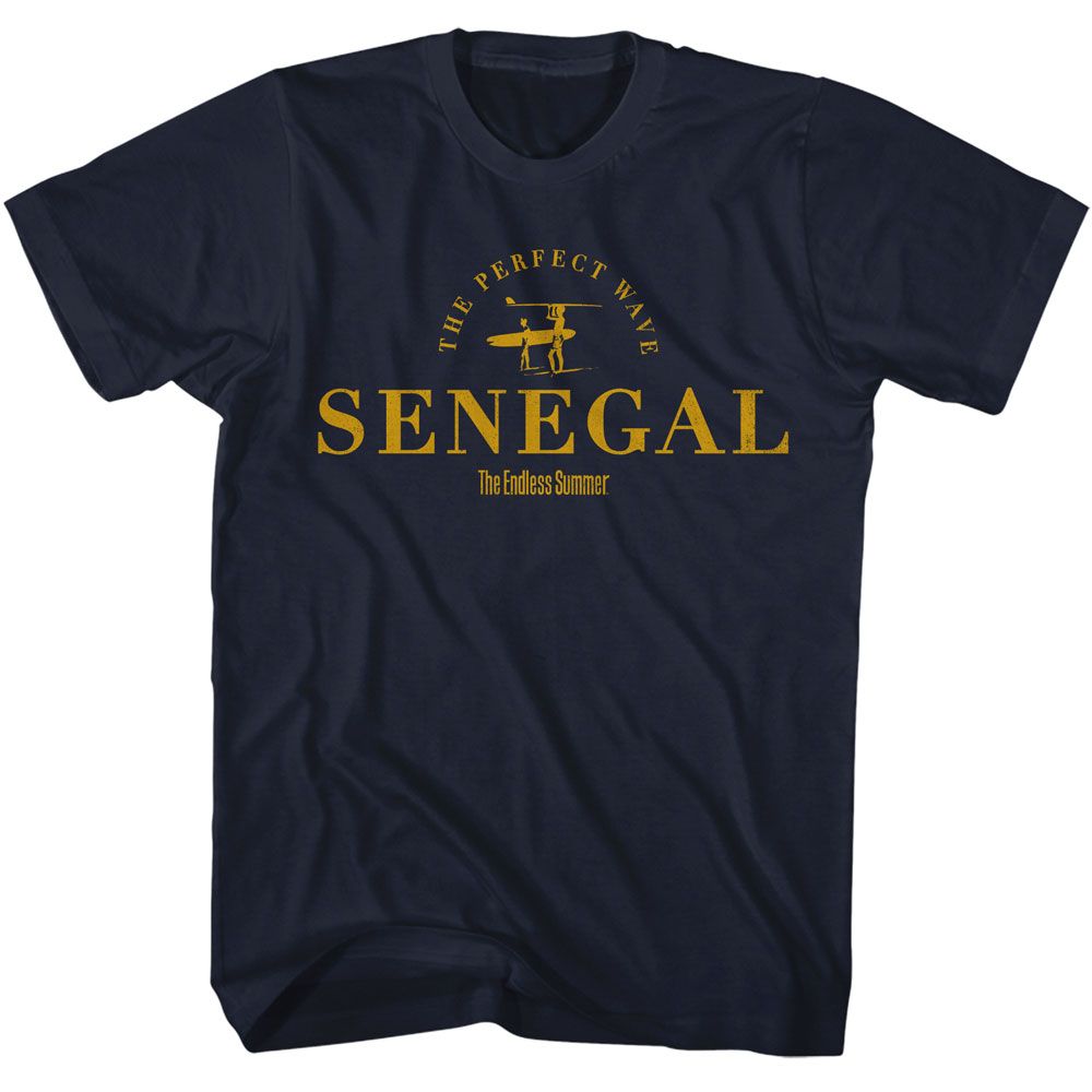Bruce Brown Films - Senegal - American Classics - Solid Blue Adult Short Sleeve T-Shirt - clothing by TeeHivey.com (Image 1)