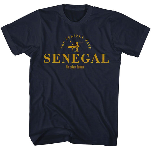 Bruce Brown Films - Senegal - American Classics - Solid Blue Adult Short Sleeve T-Shirt - clothing by TeeHivey.com (Image 1)