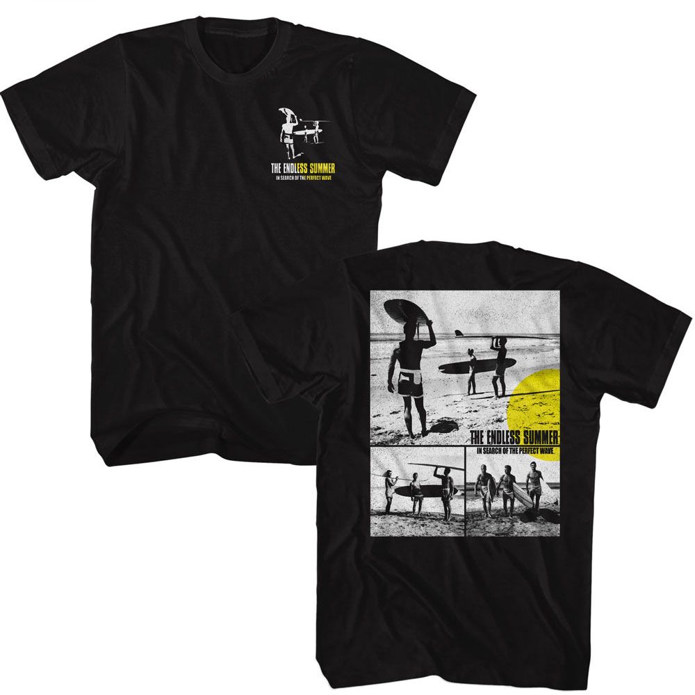 Bruce Brown Films - Black & White Surfer Boy Photos - American Classics - Solid Black Adult Short Sleeve T-Shirt