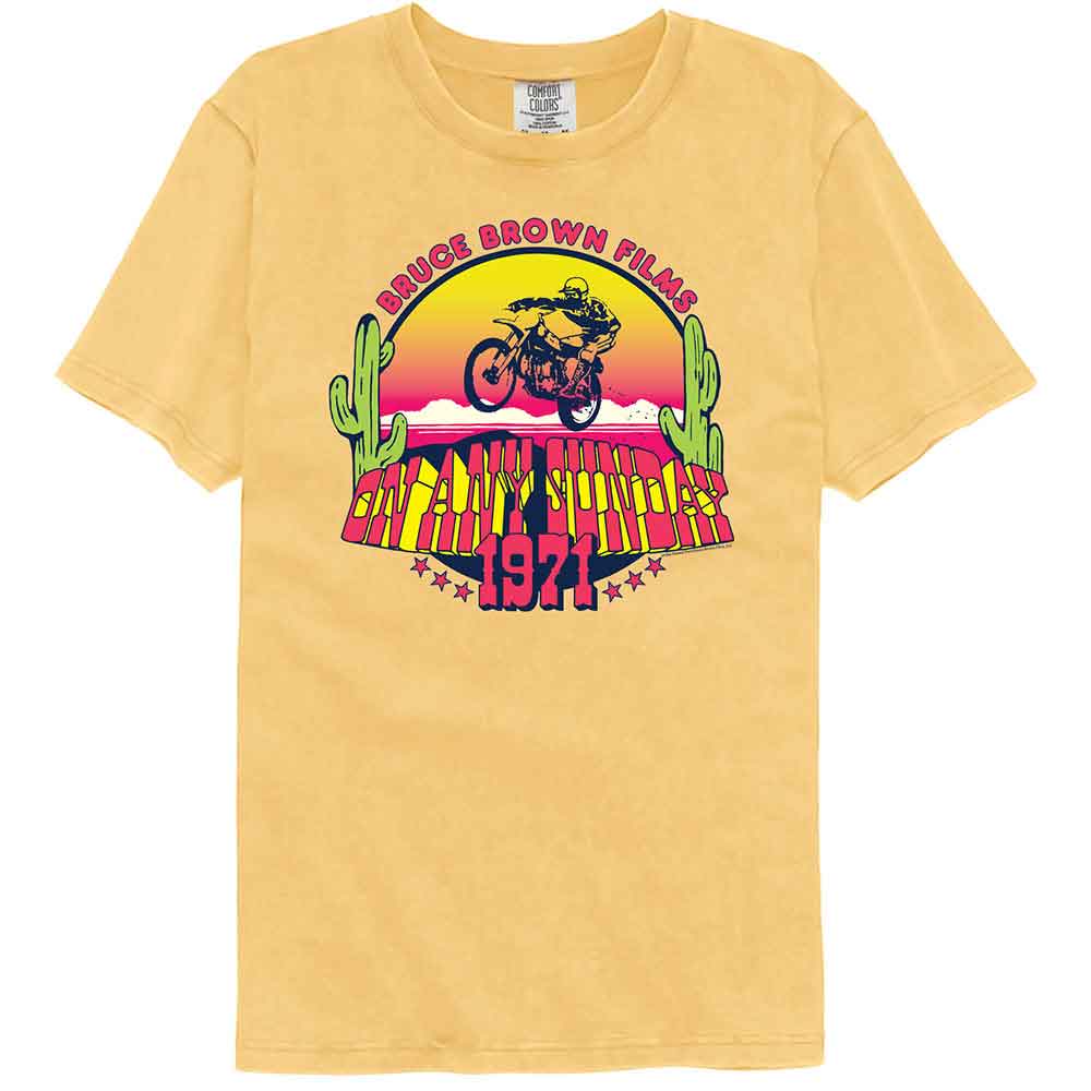 Bruce Brown Films - Colorful Any Sunday - American Classics - Solid Yellow Adult Short Sleeve Comfort Color T-Shirt