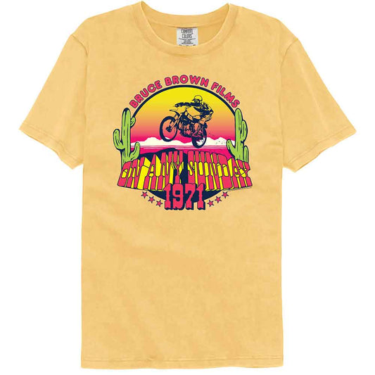 Bruce Brown Films - Colorful Any Sunday - American Classics - Solid Yellow Adult Short Sleeve Comfort Color T-Shirt