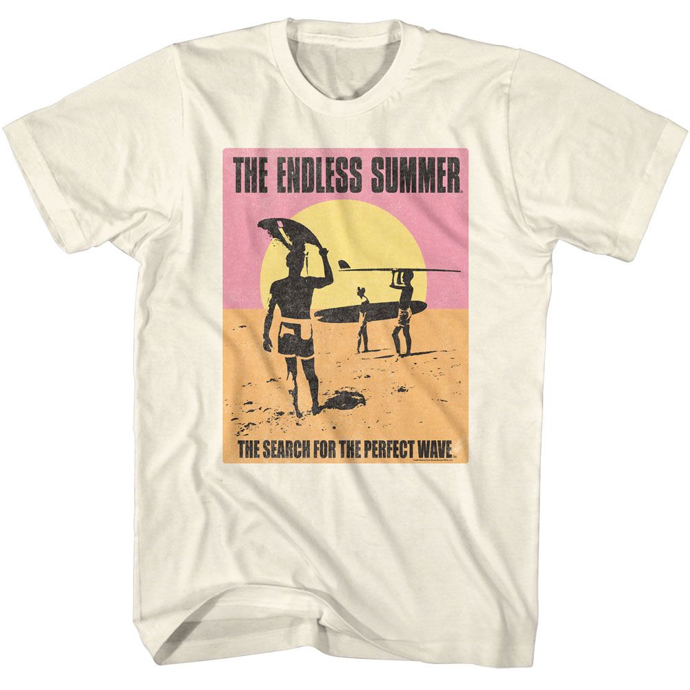 Bruce Brown Films - Search For Perfect Wave - American Classics - Solid Off-White Adult Short Sleeve T-Shirt (Image 1)