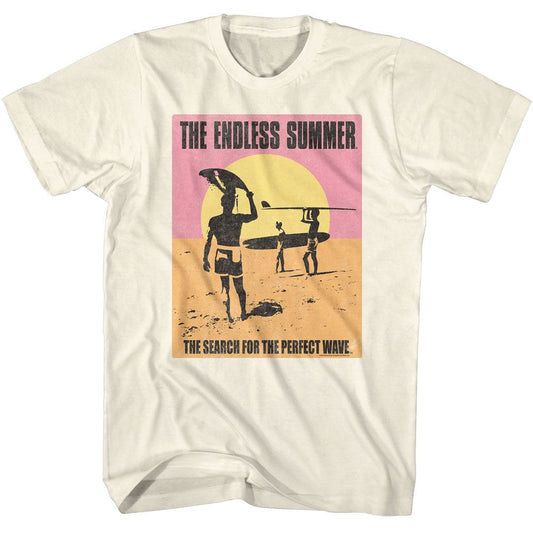 Bruce Brown Films - Search For Perfect Wave - American Classics - Solid Off-White Adult Short Sleeve T-Shirt (Image 1)