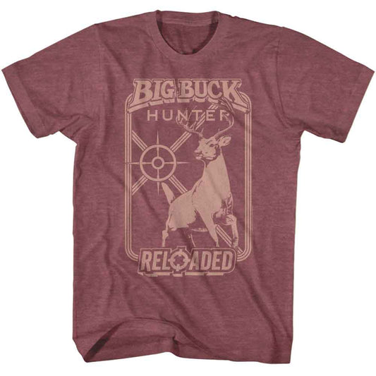 Big Buck Hunter - Monochrome Target - American Classics - Solid Red Adult Short Sleeve T-Shirt
