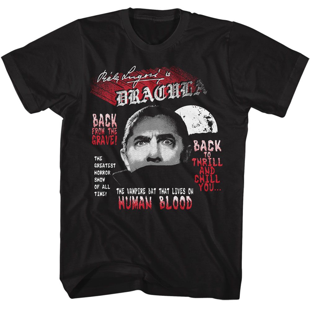 Bela Lugosi - Back From The Grave - American Classics - Solid Black Adult Short Sleeve T-Shirt
